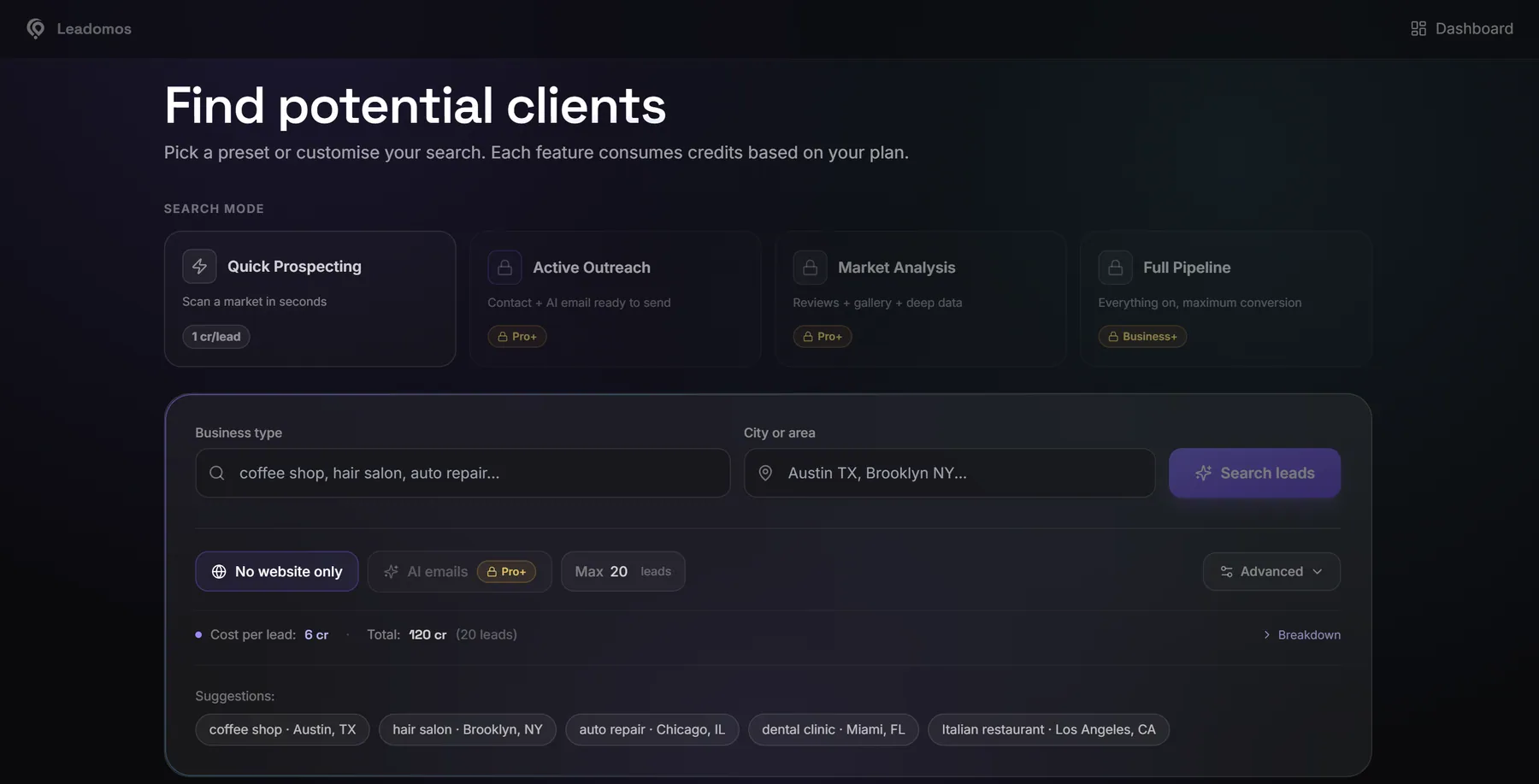 Leadomos — New clients, on autopilot — vista 2