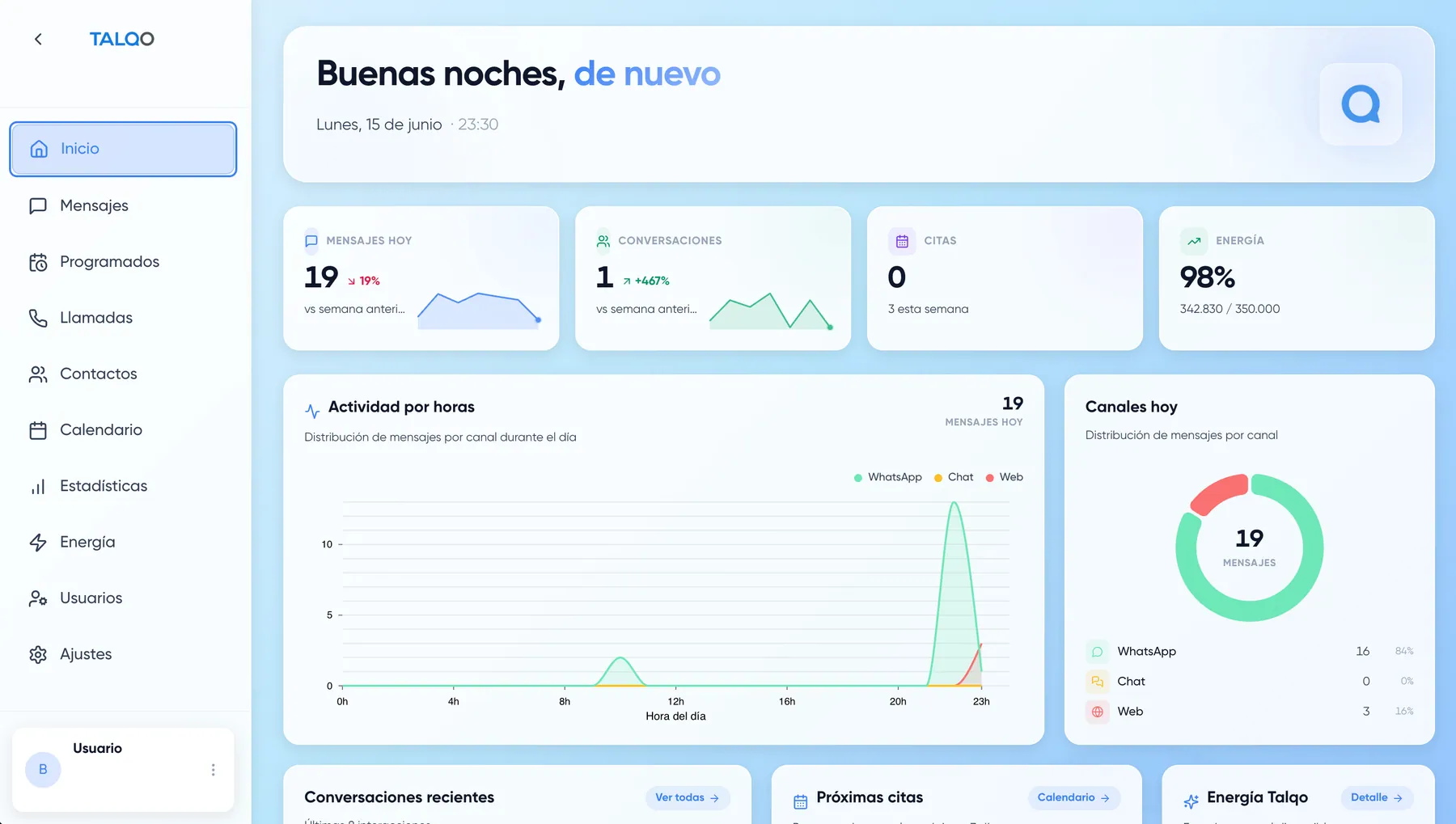 Talqo — AI customer support — vista 1